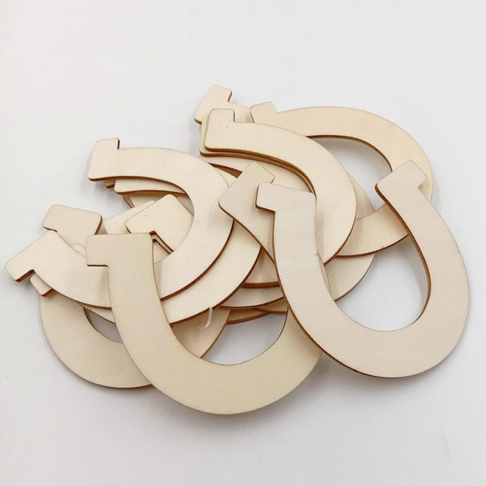 VILLCASE 20Pcs Wooden Horseshoe Decoration Pendants Unfinished DIY Painting Craft Wood Slices with Holes Lightweight for Holiday Ornaments and Kids Art Projects - Image 3