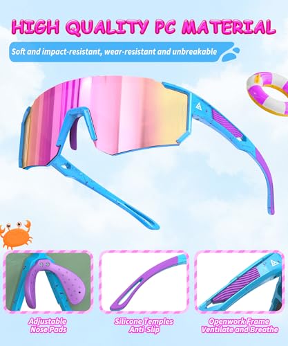 Image of Kids Sunglasses Youth Baseball Softball Sunglasses for Girls Boys Age 4-14 UV Protection Sports Kids 3 Pack