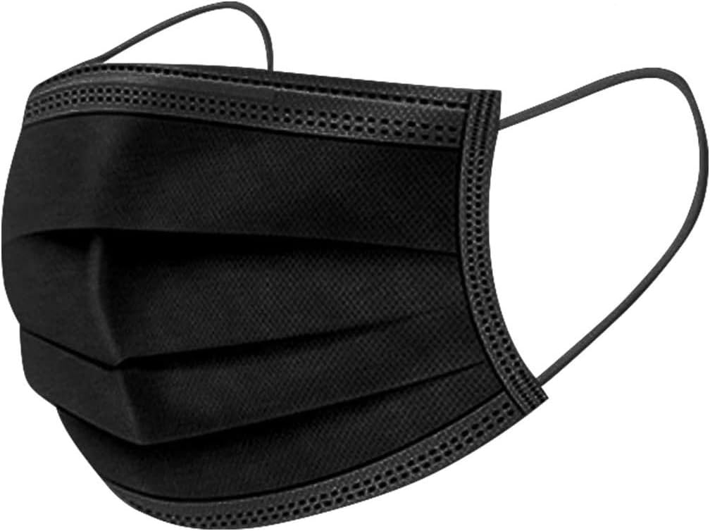 3 Layers Breathable Anti Dustproof Protection Mouth Black Face Cover Black 50 PCS