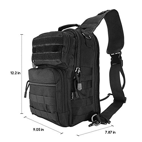 ProCase Tactical Backpack Military Sling Bag Shoulder Backpack Outdoor Sports Daypack for Trekking Hiking Camping Cycling - Black - Image 3