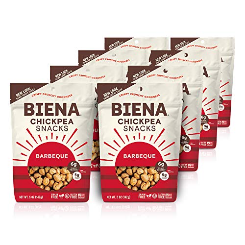 BIENA Chickpea Snacks, Barbeque | Gluten Free | Vegan | Dairy Free | Plant-Based Protein (8 Pack)