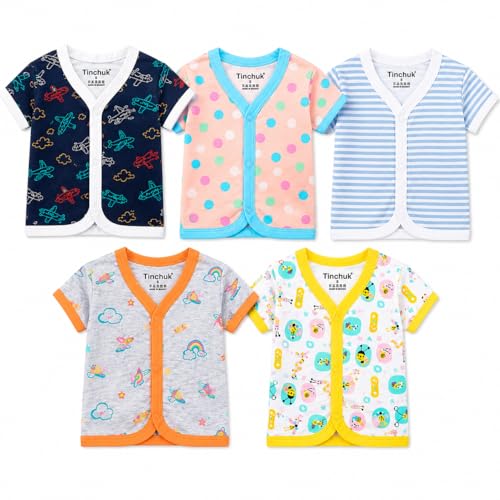 Image of Tinchuk Baby Boy's & Baby Girl's Printed T-Shirt /Jhabla /Nightsuits with Assorted Prints- Multi-Pack
