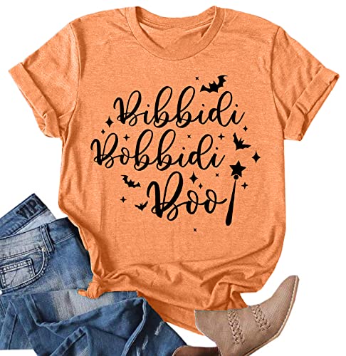 Bibbidi Bobbidi Boo Shirt Women Cute Halloween T-Shirt Funny Letter Print Tees Casual Vacation Tee Tops3