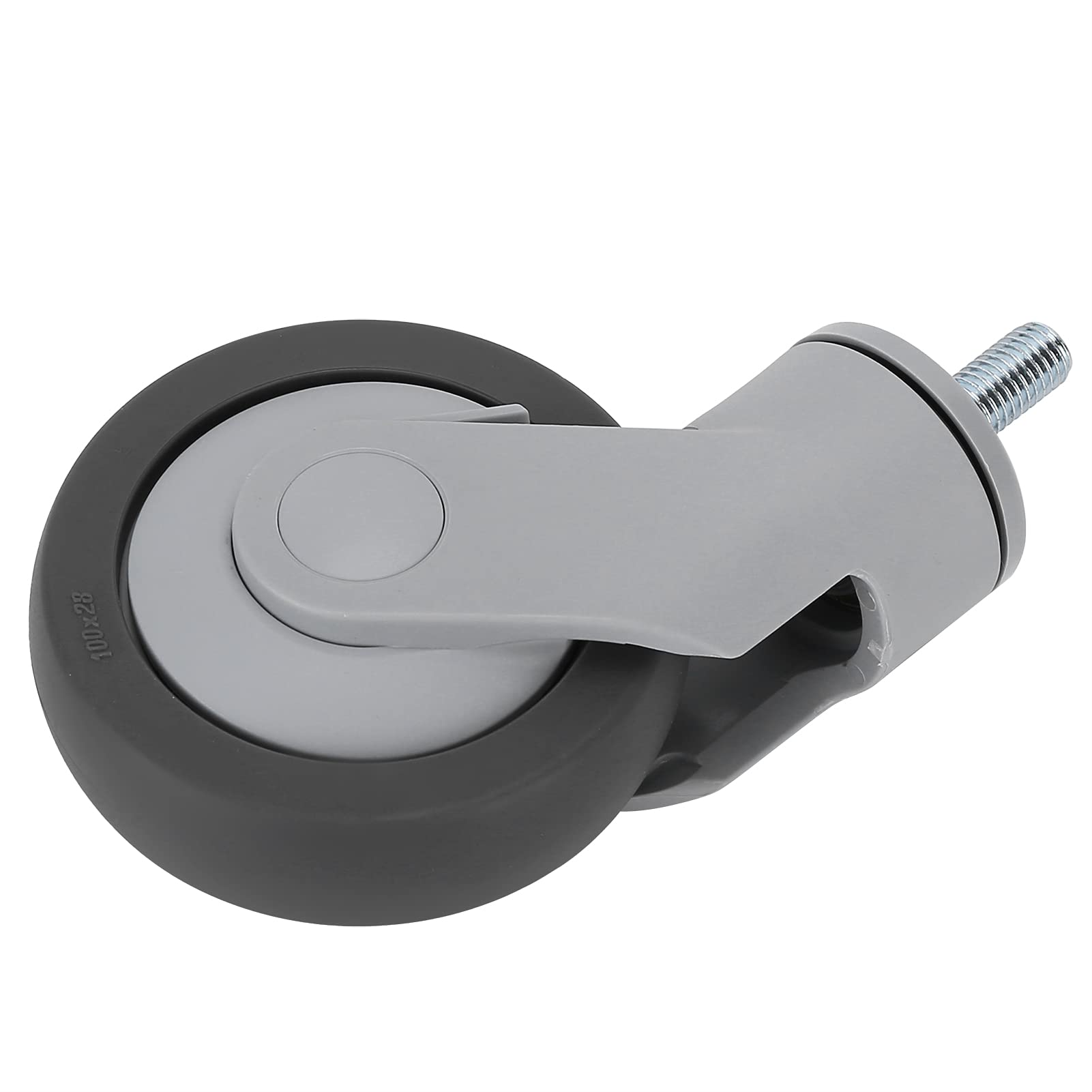 Luqeeg Rueda de 4 Pulgadas, Rueda Silenciosa TPR, con Vástago de Rosca M12 con Cojinete Giratorio, Ideal para Bancos de Trabajo, Cajas de Instrumentos Musicales y Mesas de Arte