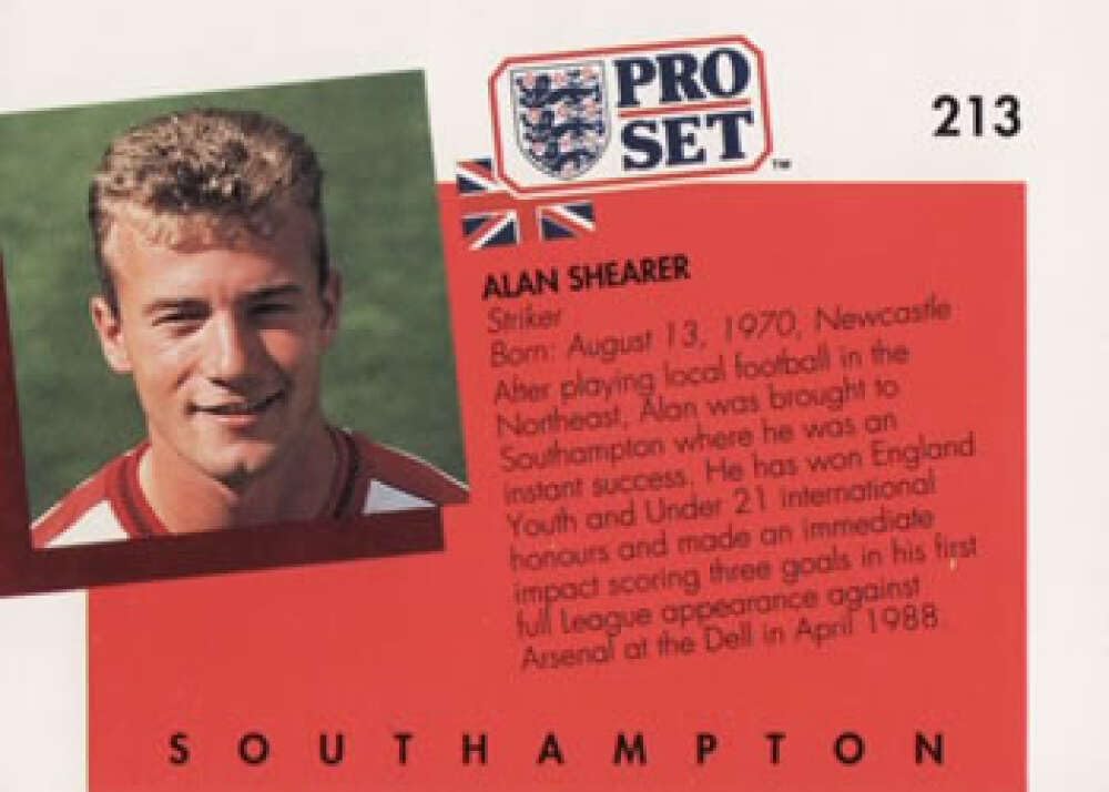 Amazon.com: 1990-91 Pro Set English League EPL #213 Alan Shearer