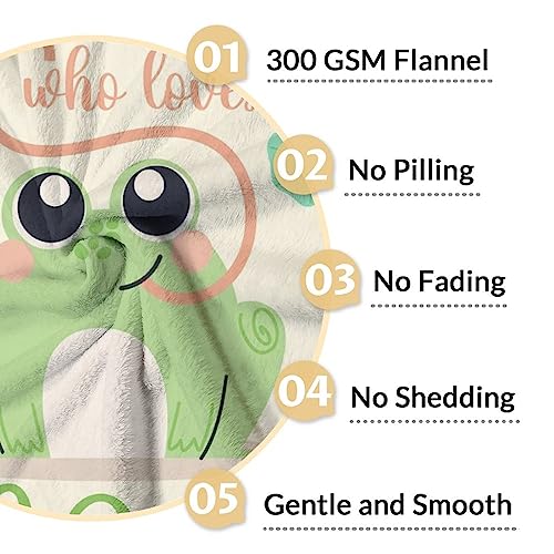 Personalized Frog Blanket Gifts with Name - 30x40 Inches Cute Throw for Girls - Green Soft Fuzzy Blankets for Couch & Office