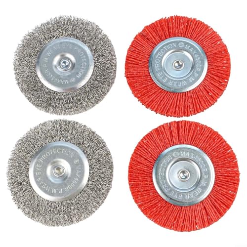 Electric Drill Metal Polishing Tool with Nylon Abrasive Wire Brush, 2 Metal Brushes for Paving Stones, 2 Bylon Plastic Brushes for Natural Stone, Telescopic Handle Scrubber,