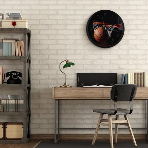 Horloge murale à piles basket-ball silencieuse et grande