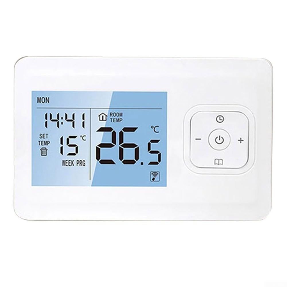 Termostato inteligente, modos manuales y automáticos, precisión de 1 °C, ajustes programables semanales, función de bloqueo infantil, adecuado para calderas y sistemas de calefacción de agua