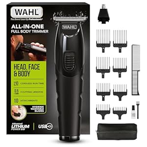 Wahl All-in-One Full Body Trimmer for Men – Cordless Rechargeable Beard, Hair & Body Grooming Kit with Hygienic Washable Blades, Lithium Battery, 210 Minute runtime, 0.2mm - 25mm, Quick Charge