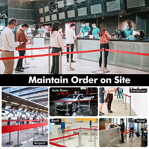 Goplus SU-53994+WHNEW 6Pcs Stanchion Post, Stainless Steel Stanchions With 6.5' Retractable Belt, Posts Queue Pole thumb #3