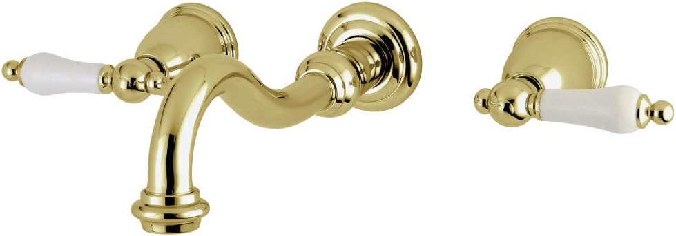 Kingston Brass KS3026PL Restoration Two-Handle 3-Hole Wall Mount Roman Tub Faucet in Polished Nickel