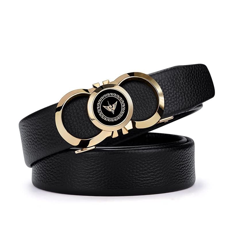 VANNANBA Mens Leather Ratchet Belts Slide Dress Belt for men Automatic Buckle with Gift Box4