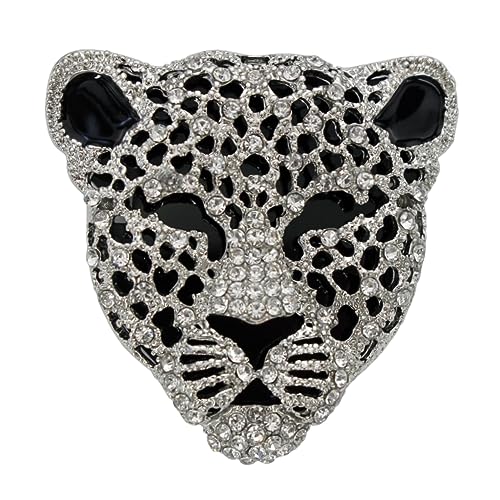 Image of Leopard Brooch Pin Jewelry Vintage Spotted Leopard Rhinestone Crystal Brooch Pin Lapel Pins Back