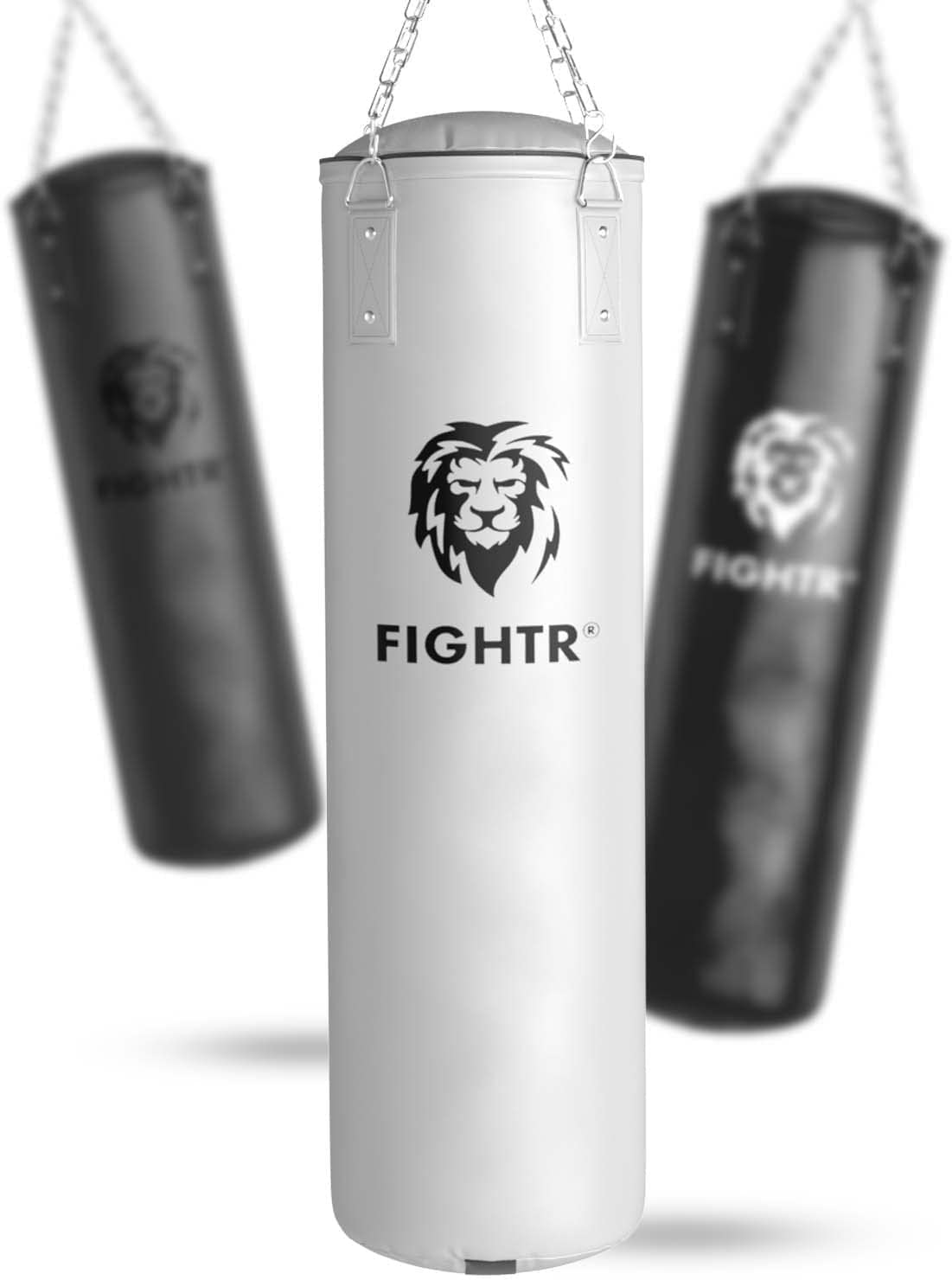 FIGHTR® Saco de boxeo relleno con cadena de acero de 4 puntos para boxeo, kickboxing, MMA, Muay Thai