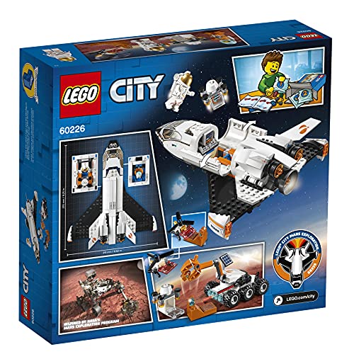 LEGO 60226 City Mars Research Shuttle Spaceship Construction Toys for Kids inspired by NASA with Rover and Drone