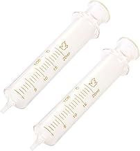 Lot de 2 seringues réutilisables en verre, 20 ml, diamètre standard, injecteur de laboratoire