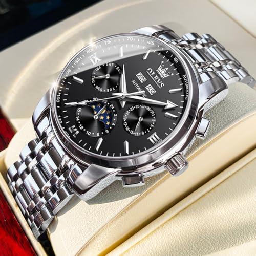 Image of OLEVS Mens Automatic Watches Skeleton Mechanical Self Winding Luxury Fashion Dress Wrist Watch Luminous Waterproof