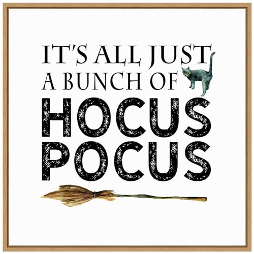 Amanti Art Framed Canvas Wall Art 30x30 Just a Bunch of Hocus Pocus Broom Portfolio, Framed Wall Art Canvas, Holidays Artwork, Modern Decor, Large Poster Painting for Living Room,