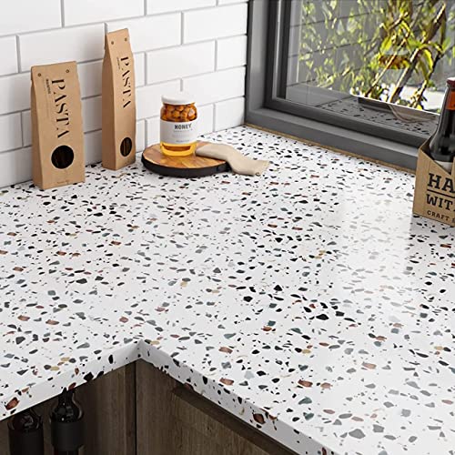 Image of FOKRIM Marble Wallpaper 45x300cm (14 SQFT) Sticker Wallpaper, Peel and Stick, Removable, Self-Adhesive, Waterproof, Decorative Wallpaper for Home, Kitchen, Bedroom, Office (White DOT, 60x200)