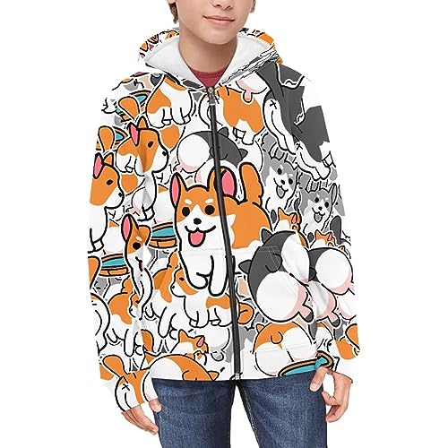 Image of Unisex Zipper Sweatshirt Boys Girls Hooded with 2 Pocket Pullover Hoodies for 6-16Y Kids