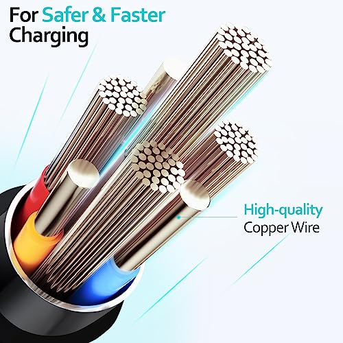 Puxnoin Multi Charging Cable 6FT 2Pack Multi Charger Cable 4 in 1 Universal Multiple USB Fast Charging Cord with Type-C, Micro USB Port for Most Cell Phone, Tablets