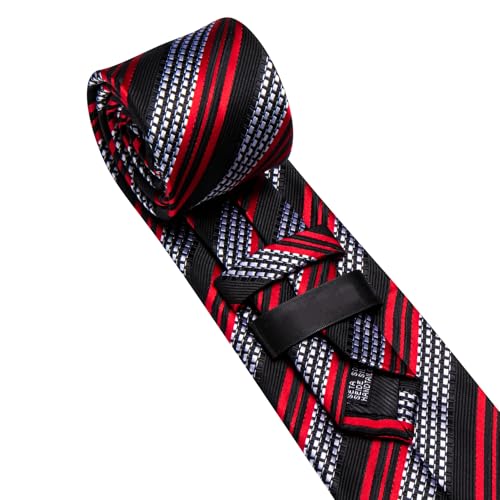 Image of Barry.Wang Designer Classic Ties for Men Set Formal Pocket Square Cufflink Check Plaid