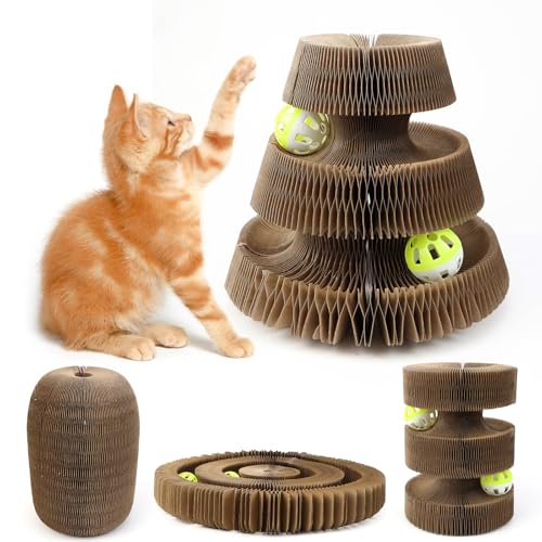 Interaktives Katzenspielzeug Selbstbeschäftigung Kratzbretter Katze Kratzpappe für Katzen Zubehör Magische Orgel Katzenkratzbrett mit Ball...
