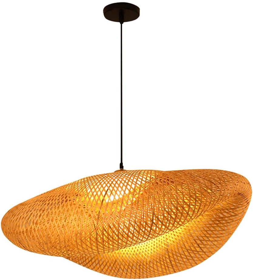 DOITOOL Rattan Chandelier 16.14 Inch Woven Bamboo Pendant Light Japanese Style Ceiling Fixture for Tea Room Dining Area Southeast Asian Decor