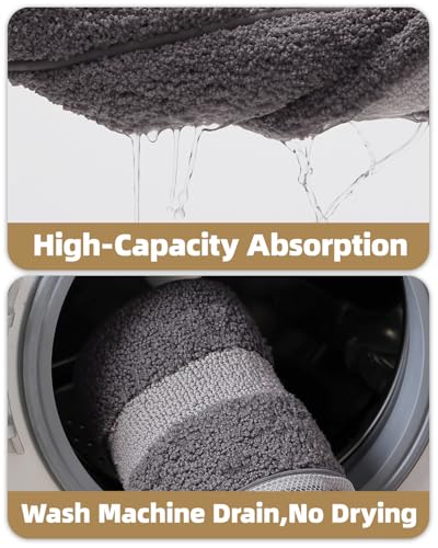 Image of Color&Geometry Bathroom Rugs, Microfiber Bath Rugs, Dark and Light Grey,24 inchx44 inch