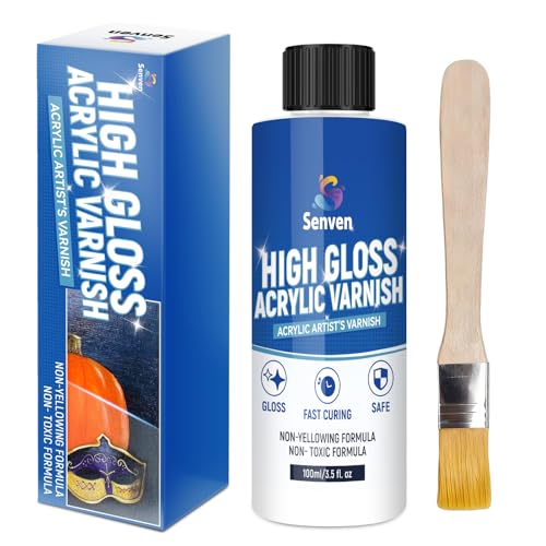 Gloss Varnish for Acrylic Painting, Artist's Acrylic Varnish Kit, Non-Yellowing, Non-Toxic, Anti-Crazing, High Gloss Finish for Artwork, Acrylics Paint, Suitable for Pro Artists, Hobby Painter