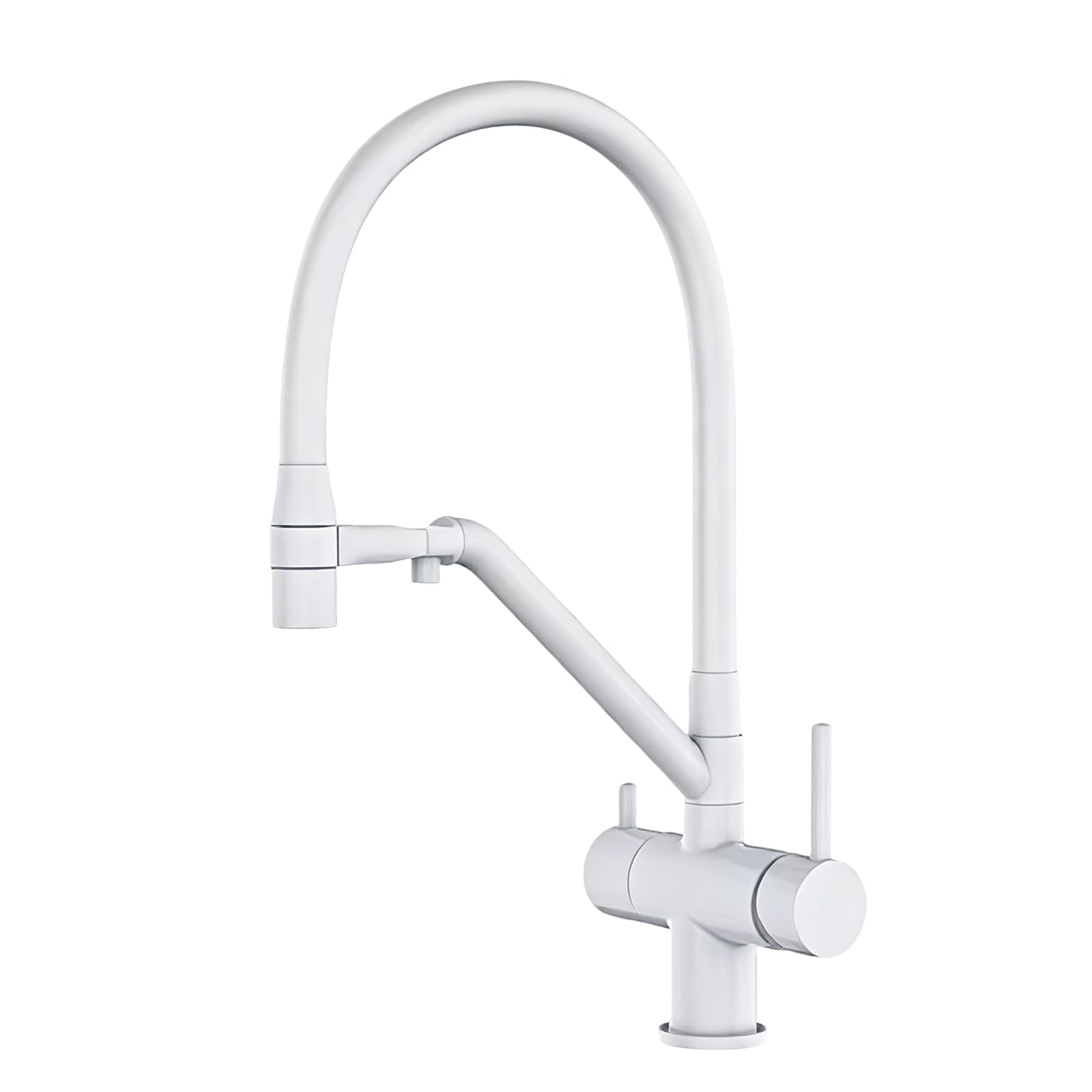Robinet 3 Voies Blanc Eau Pure Froide et Chaude Pivotant Mitigeur Cuisine Laiton-Blanc