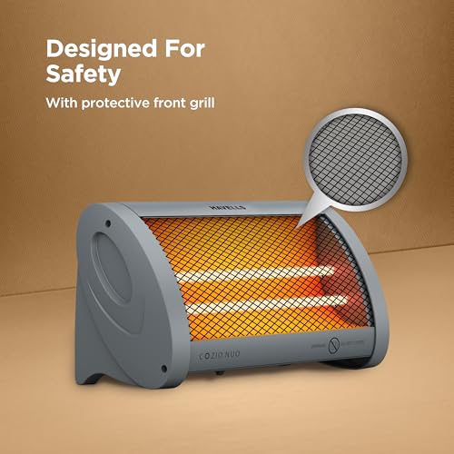 Image of Havells Cozio Nuo Room Heater| Dual Heat Setting 400 /800 Watt| Dual Quartz Heating Rods| Silent Operation| Tip Over Protection| Fire Retardant Material| Anti Rust Reflector| 2 Year Warranty(Grey)