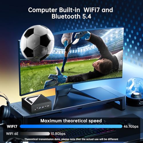 Image of AI Server Mini PC AMD Ryzen 9 8945HS, Upto 5.2GHz | Radeon 780M, Win-11 Pro, 64G DDR5, 4T PCIE4.0 SSD, Desktop Computers Dual 2.5G LAN, Oculink /USB4.0 /Triple Display 8K@60Hz /WiFi7, VESA