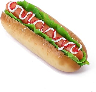Mellshy 1 Pcs Simulation Artificial Hot Dog Bread Fake Hot Dog Bread Realistic Food Bread Model Photography Prop for Home Kitchen Shop Display Party Decoration