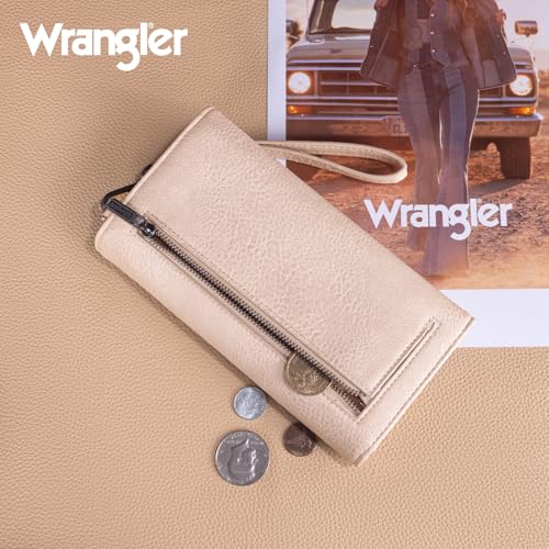 Image of Montana West X Wrangler Woman Wallet Large Wristlet Women's Wallets, Card Cases & Money Organizers Trifold Wristlet Wallet with Coin Purse and Rfid Lining