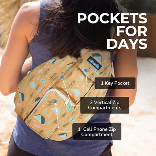 Image of KAVU Rope Sling Bag - Large Crossbody Bags for Women & Men | Hands Free, Cross Body for Travel, Hiking & Everyday Carry, with Padded Back, Adjustable Rope Strap & Cotton Canvas