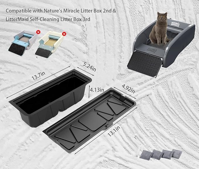 25PCS Disposable Waste Receptacles Compatible with Natures Miracle Litter Box 2nd,for Litter Maid LitterBox 3rd,Disposable Cat Litter Box with Charcoal Bags (Machine NOT Included)