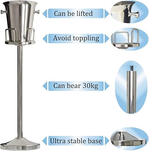 Miniatura 8 de Cubo de hielo con soporte de acero inoxidable para Navidad, cubo de hielo, cubo de vino en rejilla, cubo de hielo dorado champán para vino, cerveza,