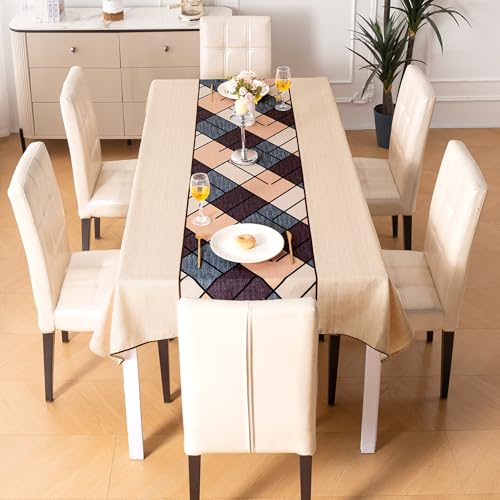 Image of HOKIPO Modern Grace Table Cloth for 6 Seater, 55x86 in, Earthy Matrix