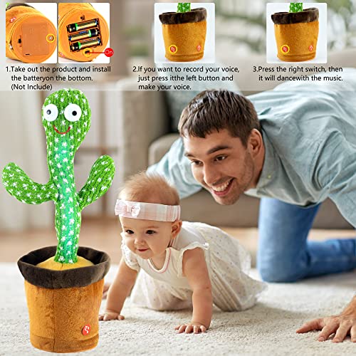 Dancing Cactus Talking Toy, Wriggle Singing Cactus Repeats What You Say, Soft Plush Talking Toy Speaking Cactus Baby Funny Creative Kids Toys #TOP4