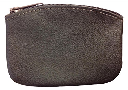 North Star Men's Large Leather Zippered Coin Pouch Change Holder 5 X 3.5 X 0.25 Inches Brown