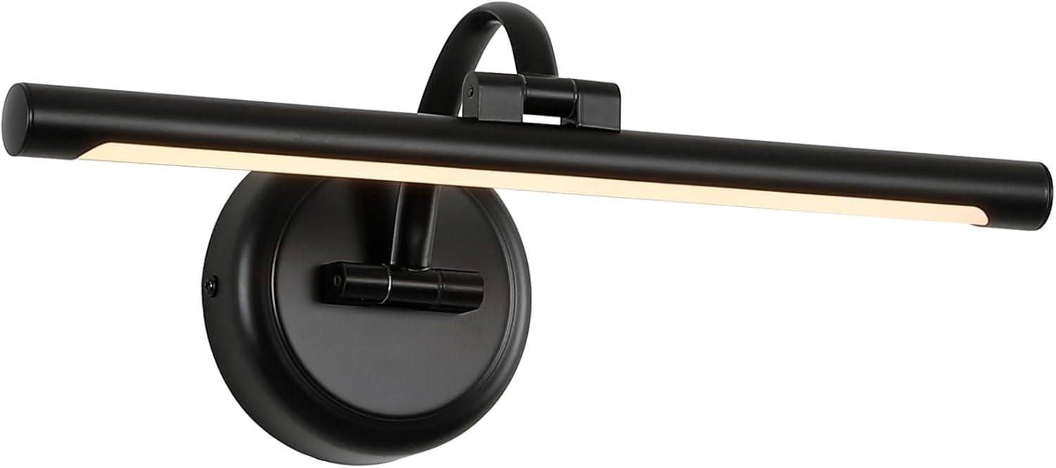 Black Picture Lights for Paintings Hardwired LED Wall Art Lighting 15.75" Dimmable Full Metal Gallery Light Modern Portrait Artwork Picture Frame Light with Single Swing Arm, 7W, 2700K, Warm White Black Hardwired 15.75 inch Dimmable