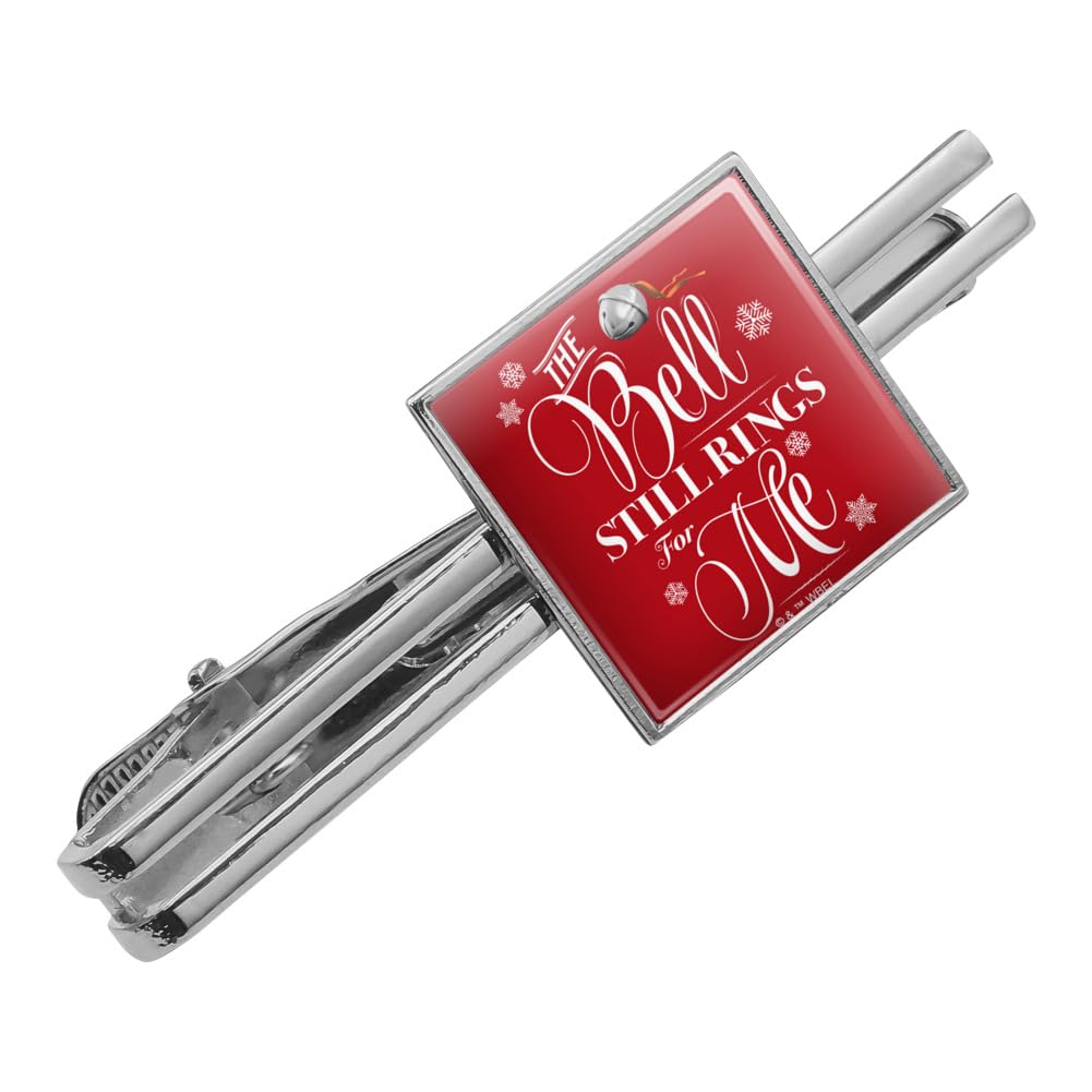 Polar Express The Bell Still Rings For Me Square Tie Bar Clip Clasp Tack Silver Color