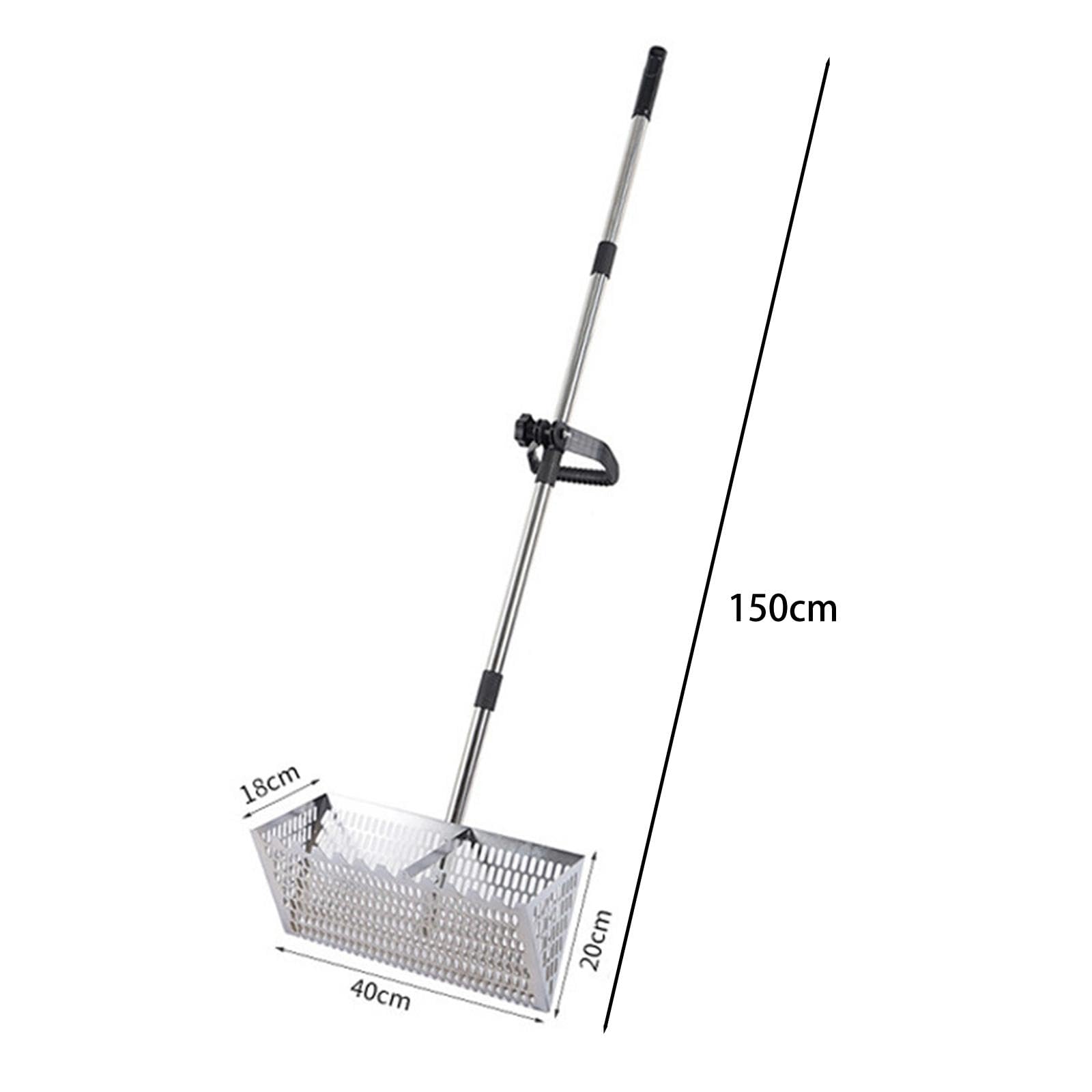kowaku Rastrillo con Mango extendido, Pala Resistente para Pollos y Gatos, Ideal para Exteriores, Plata