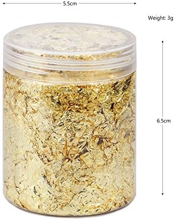 2 Bottles Gold Leaf Flakes Candle Gold Gilding Foil Flakes for Gilding, Painting Arts,Nail Art, Craft Decoration and Resin Crafts