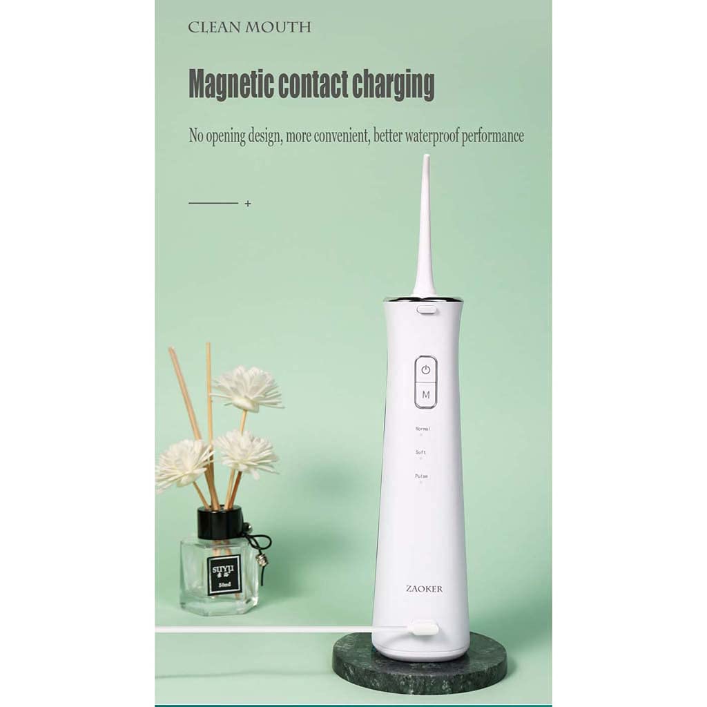 TJH Flosser de Agua, Flossers inalámbricos limpios con 5 boquillas de Chorro, IPX7 Impermeable 150ML 3 Modos Flosser eléctrico para Dientes, Irrigador Oral de Carga magnética para Viajes