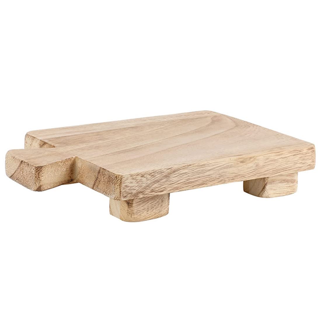 CTRLZS Rectangle Wood Pedestal with Handle, Small, for Bathroom Wooden Soap Tray Base