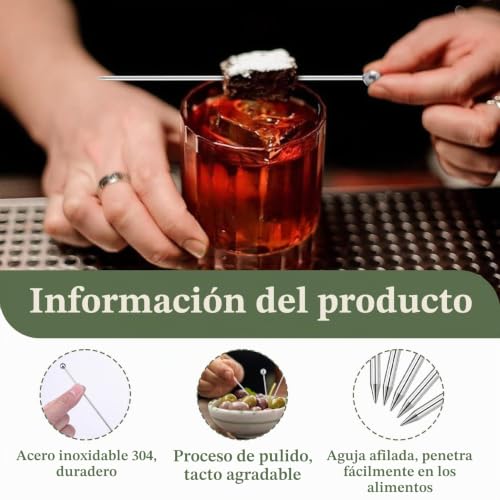 Miniatura 4 de 20 Piezas De Palillos De Cóctel De Acero Inoxidable, Palillos De Cóctel Reutilizables De Metal, Palillos De Fruta, Palillos Para Aceitunas, Pinchos Para Aperitivos Para Martini, Fiesta, Barbacoa