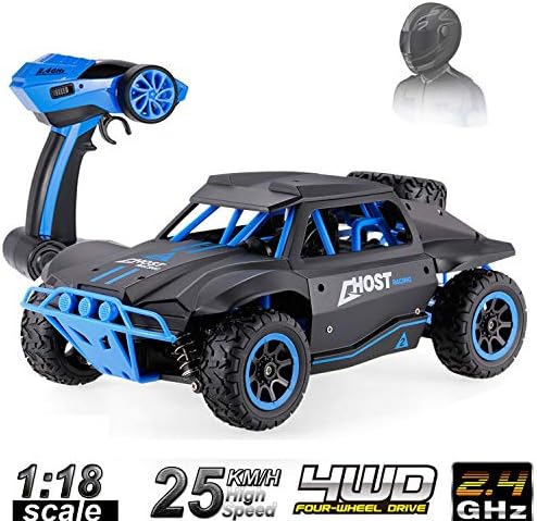 SZJJX RC Cars 15.5MPH+ High Speed Racing RC Car Rock Crawler Vehicle 1/18 Scale 4WD 2.4Ghz Radio Remote Control Off Road Monster Trucks Fast Electric Race Desert Power Buggy (Blue)